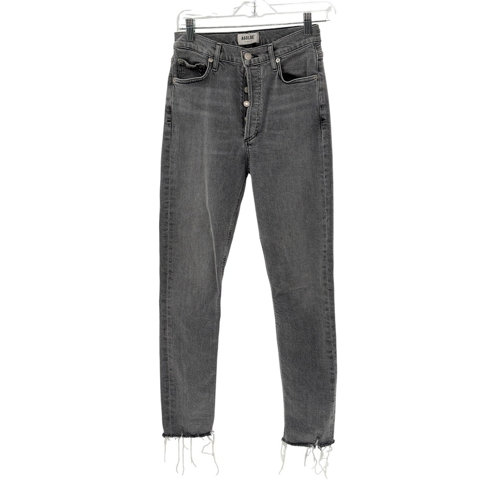 Agolde Jeans Nico Women 26 Faded Black High Rise Raw Hem